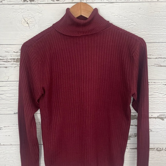 Mark Shale Women's Burgundy 100% Silk Sweater | Turtleneck - Picture 2 of 3